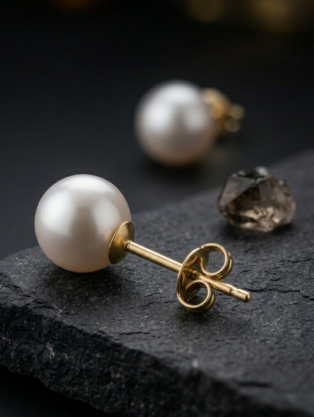 Faux Pearl Open Cuff Bracelet 14K Gold Plated Stainless Steel Stud Earrings Set - Picture 6 of 15